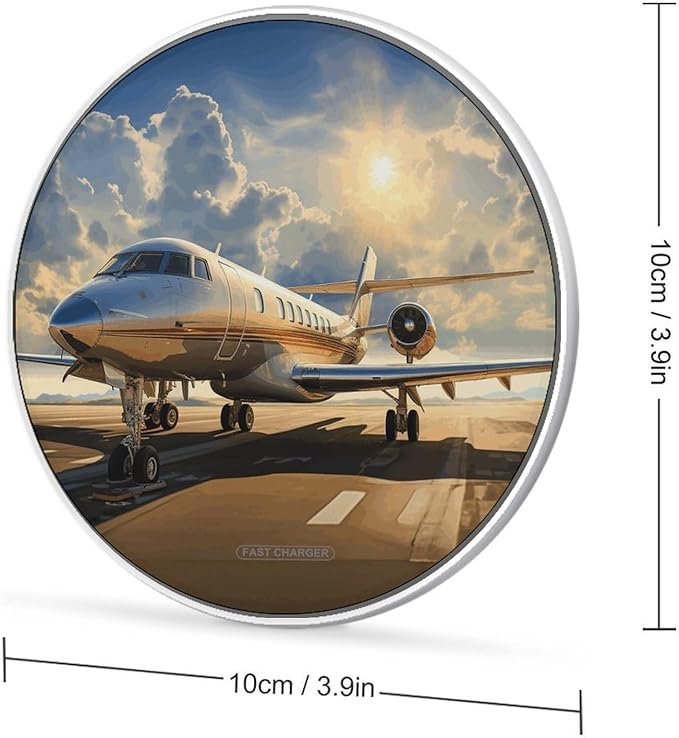 Private Plane Wireless Charger Fast Wireless Charging Pad with USB Cable 10W Anti-Slip Magnetic Wireless Charger Portable Slim Charger Puck Travel Charging Station