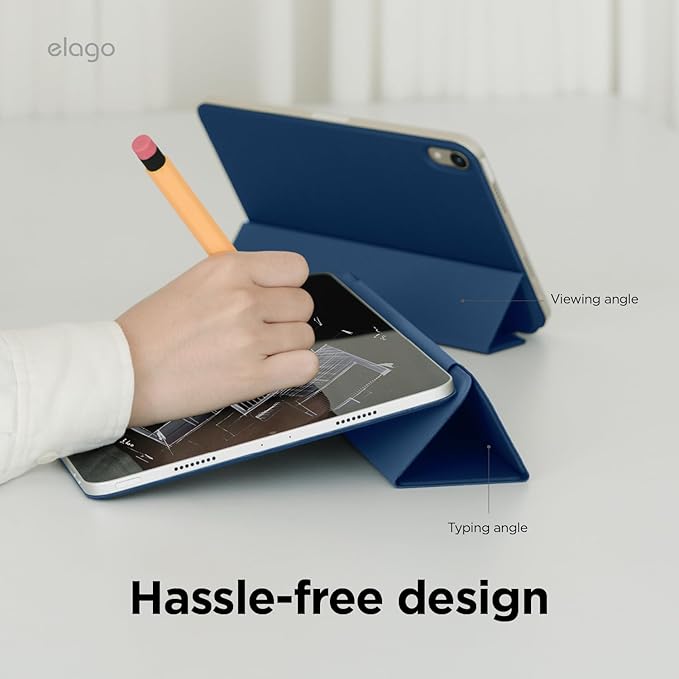 elago Magnetic Folio Case for iPad Pro 13 inch Cover (M5 M4) - Back Plate can be Attached to Metal Materials Wake/Sleep functionality Compatible with Apple Pencil 2 [Blue]