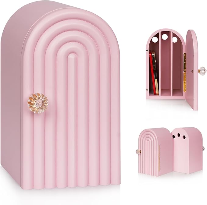 Phone Box for Family Time Bamboo Cell Phone Jail 3 Sections Hold 6 Phones with Charging Holes Phone Holder Self-Discipline Box Help Kids Adults Focus Back Mobile Phone Addiction (Pink)