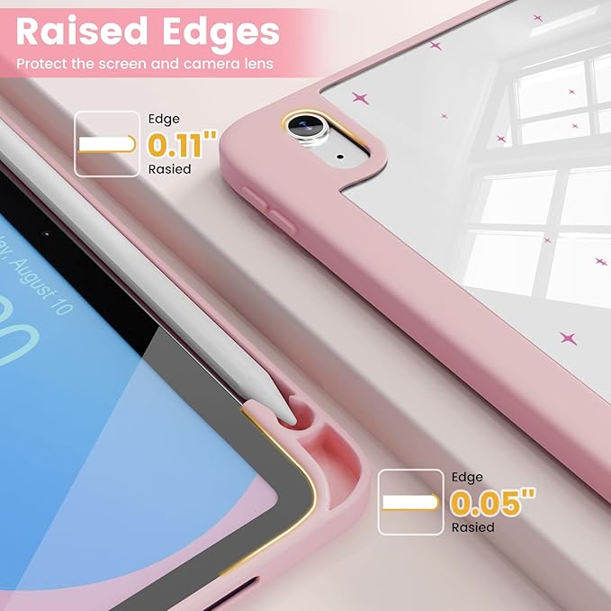 Case Compatible with iPad (A16) 11th Generation 11 Inch 2025/10th Generation 10.9 Inch 2022 Shockproof Hybrid Slim Stand Cover with Clear Back Shell &amp Pencil Holder Auto Wake/Sleep Z015