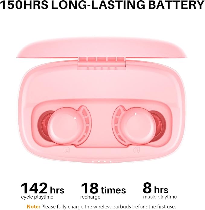 Tribit Wireless Earbuds True Wireless Earbuds HiFi Stereo 36H Playtime Wireless Headphones with Microphone IPX8 Waterproof Wireless Earphones for Sport (Pink)