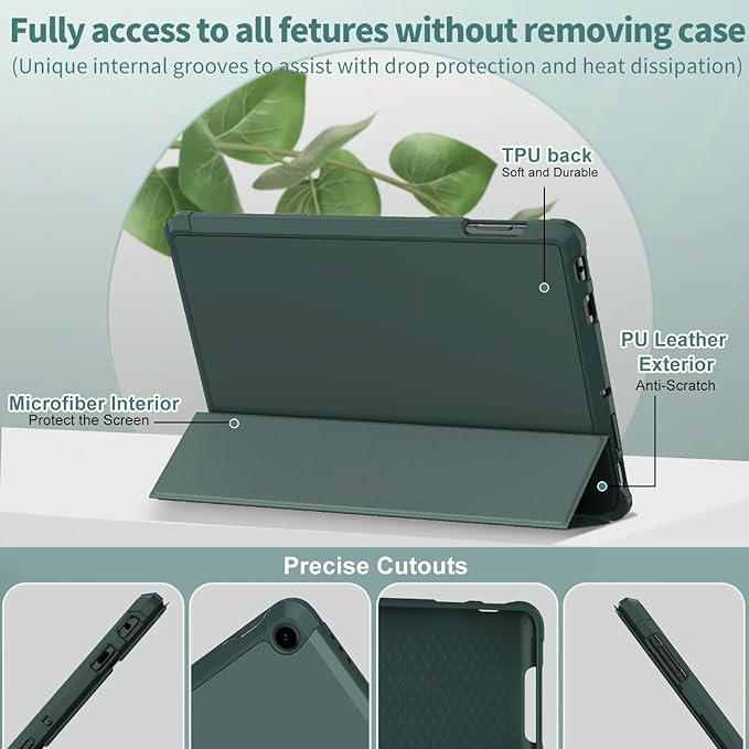 DJ&ampRPPQ Tablet Protective Case with Auto Wake/Sleep Dark Green