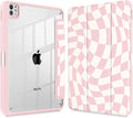 Mektron Case for M5/ M4 iPad Pro 11 inch 2025/2024 with Pencil Holder Compatible Models: A3357/A3358/A3359/A2836/A2837/A3006 Shockproof Cover Clear Shell Wave Striped-Pink