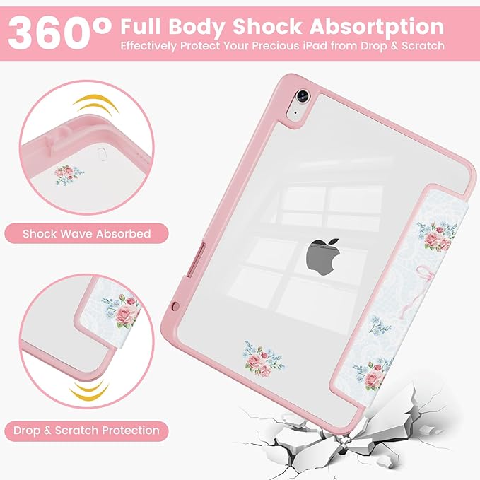 Case Compatible with iPad (A16) 11th Generation 11 Inch 2025/10th Generation 10.9 Inch 2022 Shockproof Hybrid Slim Stand Cover with Clear Back Shell &amp Pencil Holder Auto Wake/Sleep Z002