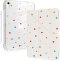 Cute Kawaii Polka Dot for iPad Pro 11 Inch Case 4th/3rd/2nd Generation 2022/2021/2020 with Pencil Holder Auto Sleep/Wake White Leather Acrylic Back Detachable Cover