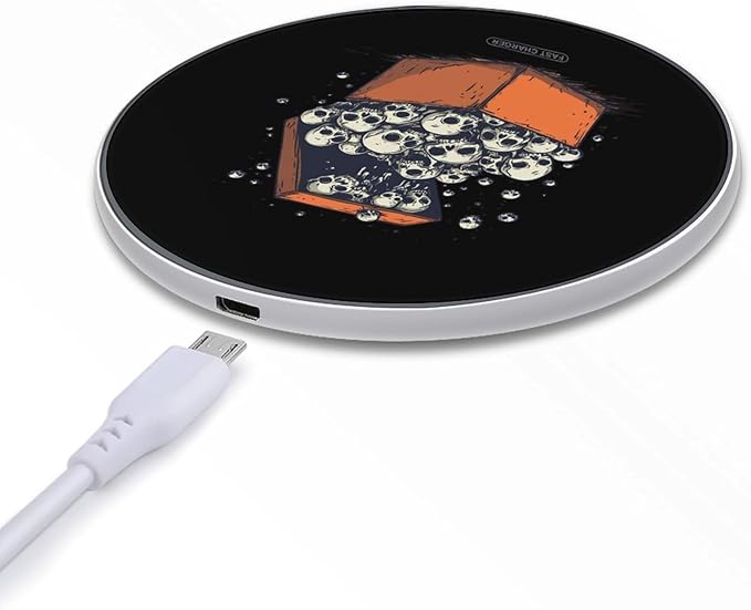 Goth Cute Skull Box Wireless Charger Anti-Slip Wireless Charging Pad Slim Charger Mat for Men Women