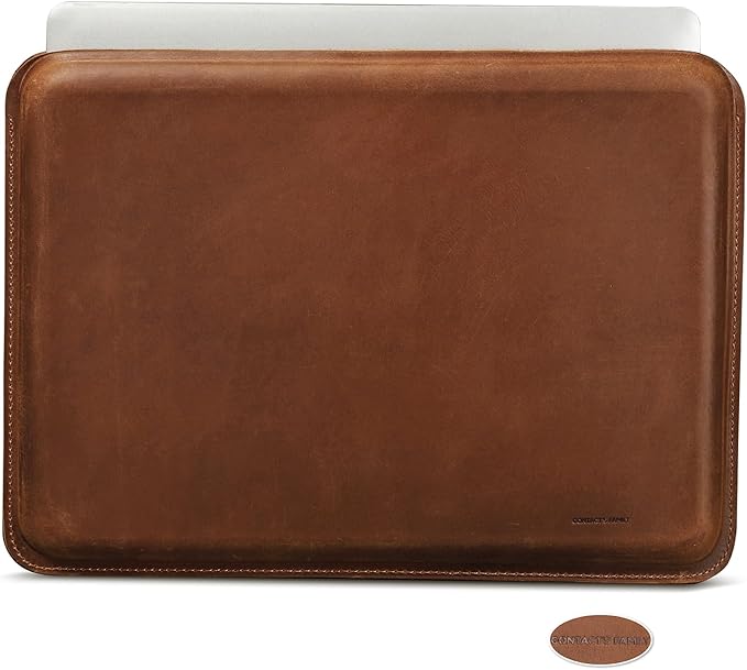 Top Grain Leather 16.2 Slim PC Sleeve Case Solid Vintage Design Handmade Compatible with MacBook Pro 16.2 A2485 M1 Max 15 Touch Bar A2141 A1707 Pro 16 Touch ID A1990 Brown 16.2 Inch