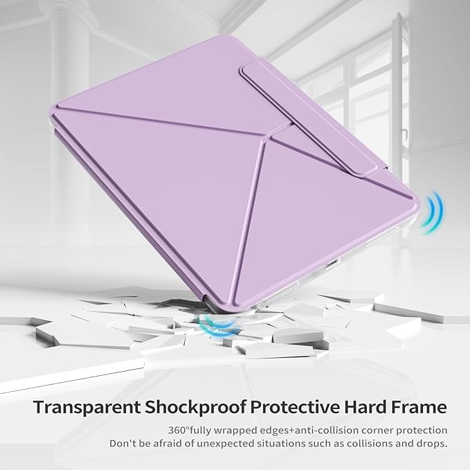 kenke Case for iPad Air 11 Inch M4/M3/M2 (2026/2025/2024) iPad Air 5th/4th Generation 10.9 Inch (2022/2020) with Clasp Slim Multi Angle Stand Cover with Pencil Holder Magnetic Back Light Purple
