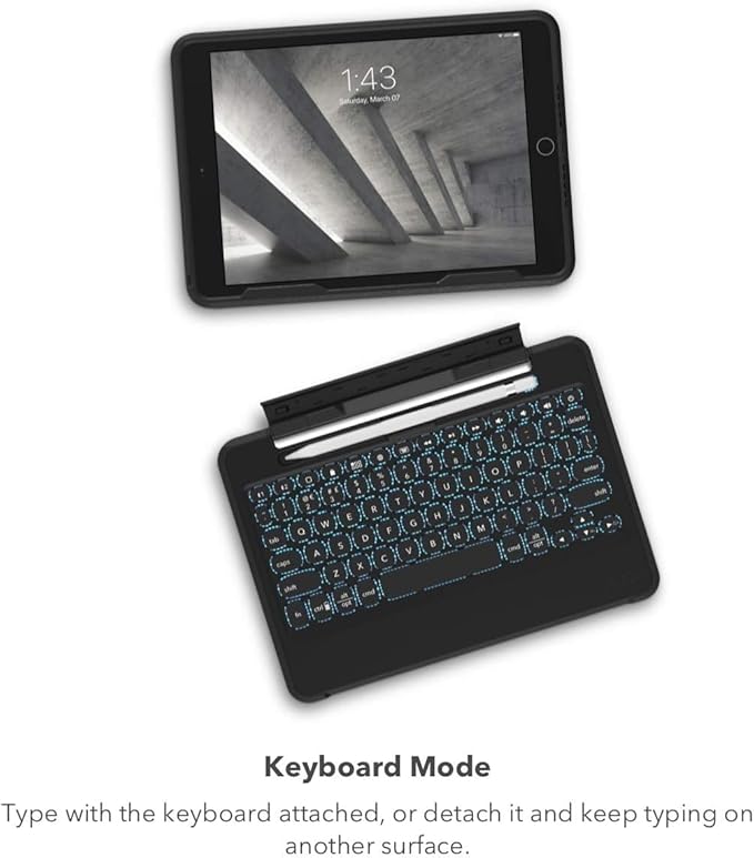 ZAGG Rugged Book iPad Pro 11-inch (M5)/ Pro 11-inch (M4) Keyboard Case - Durable Magnetic-Hinged 6.6 Feet Drop Protection Backlit Laptop-Style Keys Multi-Device Pairing Detachable Keyboard
