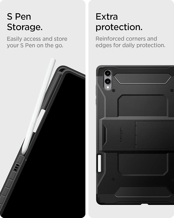 Spigen for Galaxy Tab S11 Ultra Case (2025) Tough Armor Pro Protective Hard Shell with Kickstand and Built-in S Pen Holder Drop-Proof Dual-Layer Protection 14.6 Inch Black