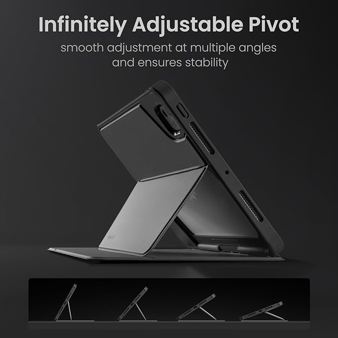 tomtoc Inspire-Pivot Case for iPad Pro 13 Inch (M5/M4) 2025 Pivot Design Provides Stable Stand Functionality for Various Viewing Experience Vertical Case with Apple Pencil Holder Auto Wake/Sleep