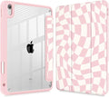 Mektron Case for 2026 iPad Air 13 inch M4 Cover Compatible 2025 iPad Air 13 inch M3 2024 iPad Air 13 inch M2 with Pencil Holder Shockproof Clear Shell Wave Striped-Pink