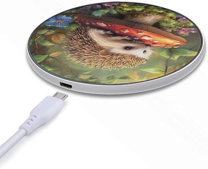 Flowers Hedgehog Wireless Charger Anti-Slip Wireless Charging Pad Slim Charger Mat for Men Women