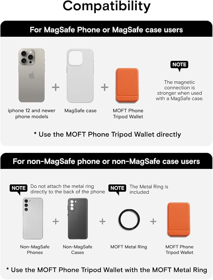 MOFT Phone Tripod Wallet 3 in 1 Phone Stand NFC-Supported Magnetic Phone Wallet MOVAS Vegan Leather Adjustable Card Holder Sunrise