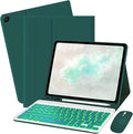 Keyboard Case for Amzaon Fire HD 10/10+ Plus (11/13th Generation) Case with Keyboard - 7 Colors Backlit Keyboard Protective Case and Mouse (Dark Green)