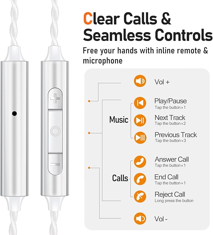 Vibes 202MC USB-C Wired Earbuds - USBC HiFi in Ear Headphones for iPhone 17/16/15 - Noise Isolating Ear Buds w/ Mic - Clear Sound Deep Bass &amp Comfort-Fit Earphones - Silver Plated Cord Carrying