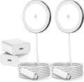 6FT Magnetic Wireless Charger Charging Pad - 15W Qi Fast Phone Charger Puck for Apple iPhone 17 16 15 14 13 12 Series &amp AirPods 4 3 2 Pro Phone Charging Pad with Plug for Desk &amp Travel 2Pack