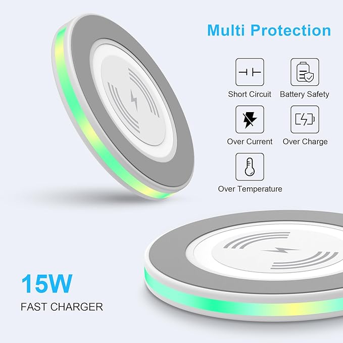 Samsung S26 Wireless Charger Fast Charging Pad Android Charging Station Cell Phone Wireless Chargers for Samsung Galaxy S26 Ultra S25 S24 S23 S22iPhone 17 Pro Max 17 16 15with QC 3.0 Power Adapter