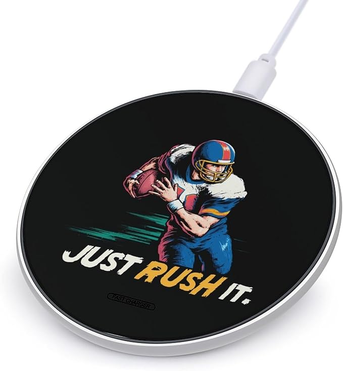 Just Rush It Football Player Phone Charger Magnetic Charging Pad Anti-Slip with USB Cable