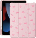 Kawaii Cute Pink Bow for iPad 5th/6th Generation Case with Pencil Holder Auto Sleep/Wake Pink Leather Soft TPU Back Cover for iPad 9.7 Inch
