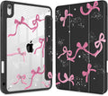 Tuiklol Case for iPad 11 inch (A16 Chip) 2025 Generation 11th / iPad 10.9 inch 2022 10th Gen Buit in Pencil Holder with Shockproof Cover Clear Transparent Back Shell Auto Wake/Sleep Bow