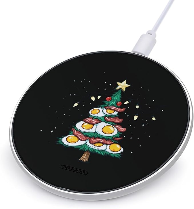 Bacon Christmas Tree Egg Wireless Charger Anti-Slip Wireless Charging Pad Slim Charger Mat for Men Women