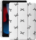 Idocolors Case for iPad 11 inch (A16 Chip) 2025 Generation 11th / iPad 10.9 inch 2022 10th Gen Built-in Pencil Holder with Soft TPU Shockproof Back Shell Auto Wake/Sleep Black Bow-White