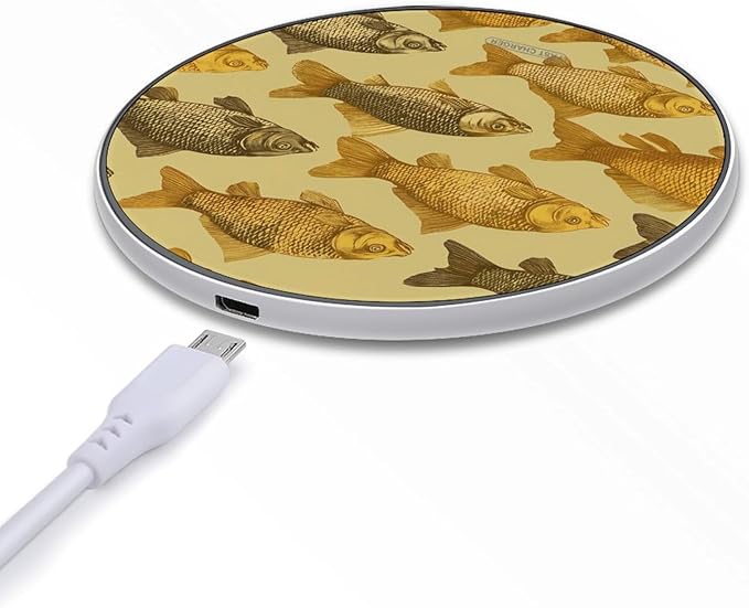 Fish Crucian Carp Fast Portable Charger 10W Funny Graphic Phone Charging Pad with USB Cable