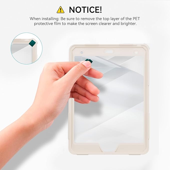 Case for iPad mini 5/4 with Screen Protector Pencil Holder [360 Rotating Hand Strap] &amp Stand Drop-Proof Case for iPad mini 5th/4th Generation 7.9 inch(Ice Blue)