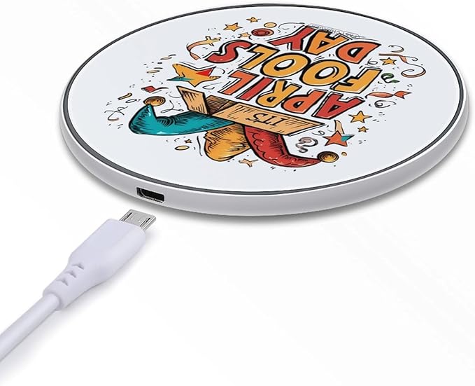 Funny Fools Day Fast Portable Charger 10W Funny Graphic Phone Charging Pad with USB Cable