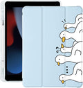 Cute Kawaii Duck for iPad Air 13 Inch Case M3 2025/M2 2024 with Pencil Holder Auto Sleep/Wake Blue Leather Soft TPU Back Cover