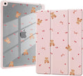 Lovely Bear Bowknot Case for iPad Pro 6th/5th/4th/3rd Generation (2022/2021/2020/2018) 12.9 Inch with Pencil Holder Kawaii Girly Pink Leather Clear Back Shell Foldable Protective Cover