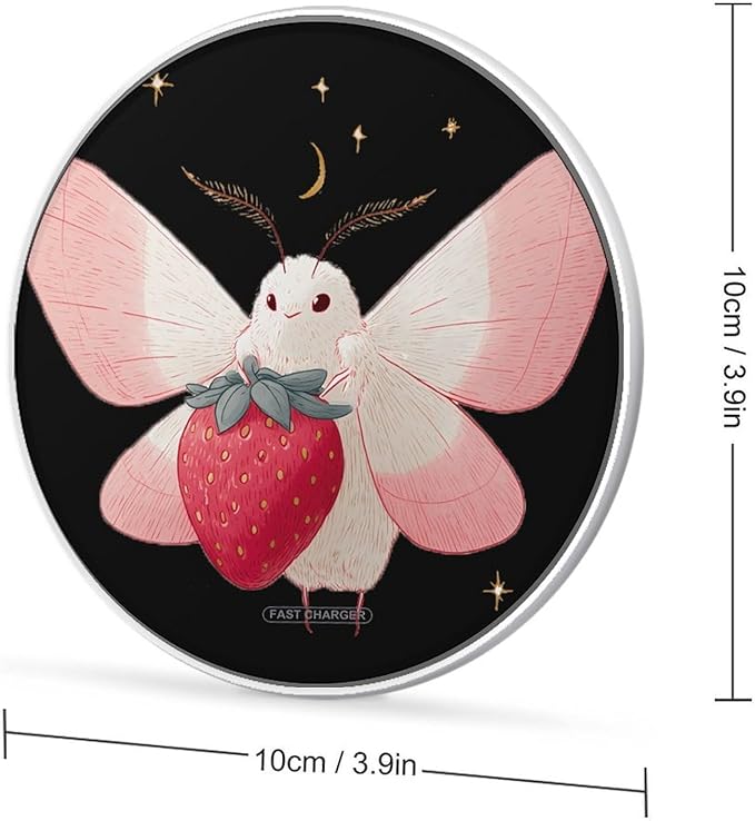 Cute Moth with A Strawberry Phone Charger Magnetic Charging Pad Anti-Slip with USB Cable