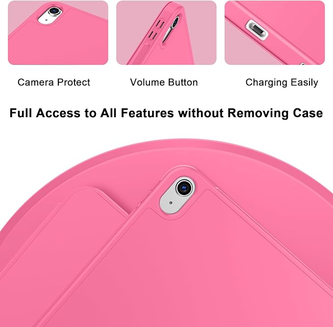 Case for iPad (A16) 11 Inch 2025/iPad 10th Generation 10.9 Inch 2022 Slim Trifold Stand Protective Cover with Pencil Holder and Soft TPU BackSupport Auto Sleep/Wake (Watermelon)