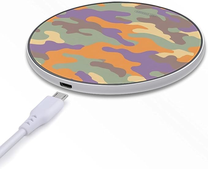 Pale Camouflage Hunting Fast Portable Charger 10W Funny Graphic Phone Charging Pad with USB Cable