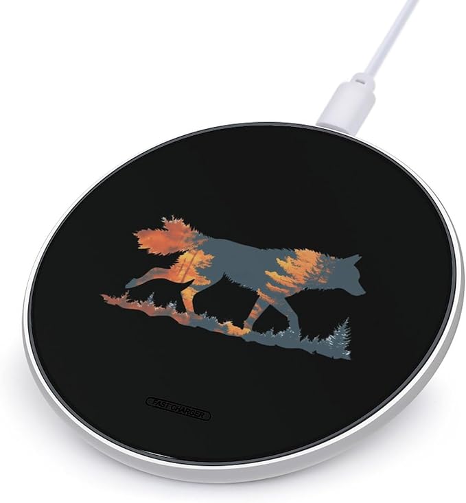 Wolf Nature Forests Wireless Charger Anti-Slip Wireless Charging Pad Slim Charger Mat for Men Women