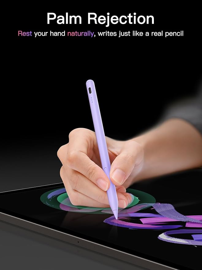 KEEPRO Stylus Pen for iPad 2018-2026 USB-C Fast Charging Pencil Pixel-Perfect Tilt Sensitivity for iPad 11/10/9/8/7/6/A16 Mini 7/6/5 Air M4/M3/M2 11/13/5/4/3 Pro M5/M4 13/12.9″/11″ Purple