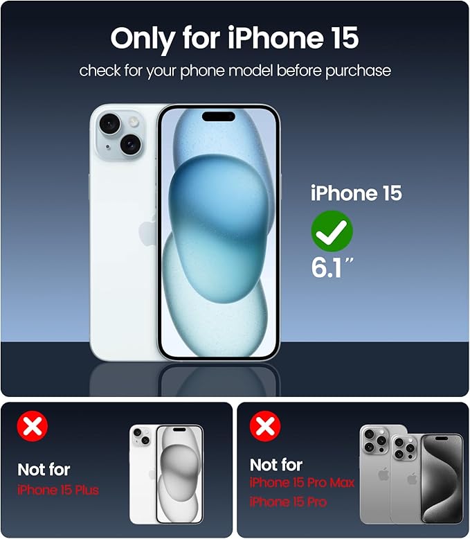 iGluz 4 Pack for iPhone 15 Screen Protector with 2-Pack Camera Lens Protector[99.99% HD Clear][9H Tempered Glass][Bubble Free][Easy Installation][Smooth Touch][Anti-fingerprint]4+2 Dual Protection