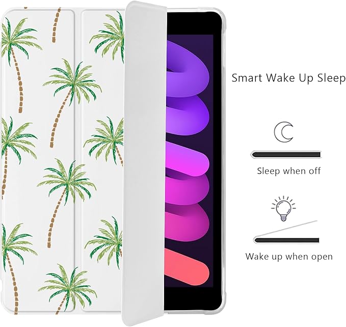 Cute Palm Tree Beach for iPad Pro 11 Inch Case 4th/3rd/2nd Generation 2022/2021/2020 with Pencil Holder Auto Sleep/Wake Leather Soft TPU Back Cover