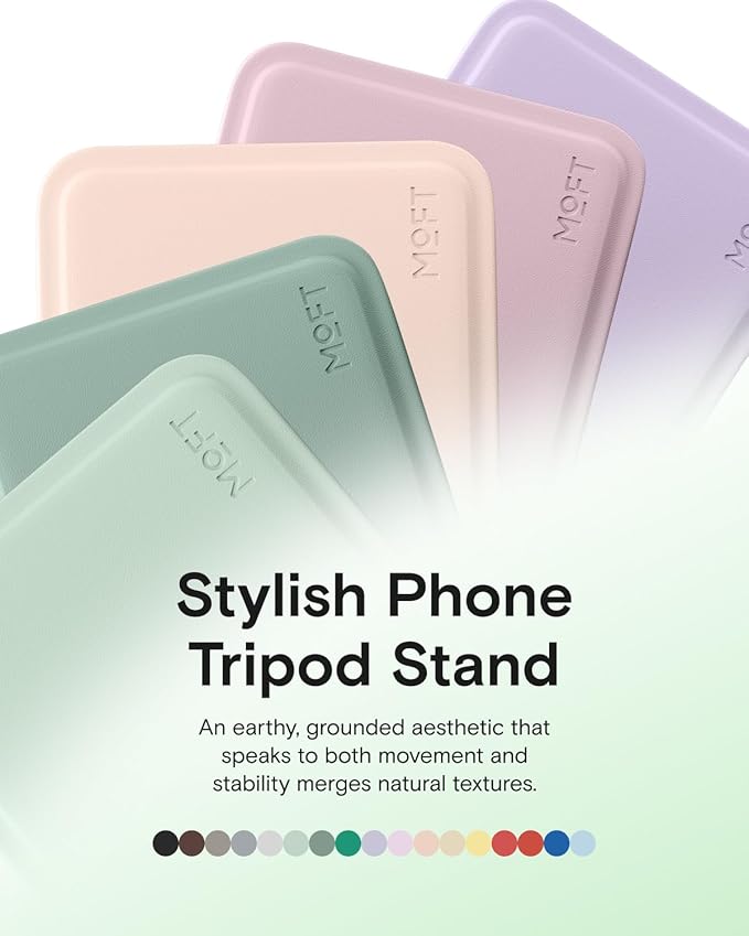 MOFT Phone Stand Magnetic Phone Tripod Stand Stain-Resistant MOVAS Leather &amp Angle Adjustment &amp Strong Magnets Tripod for iPhone 17/16/15/14/13/12 (Included Metal Ring)-Blush