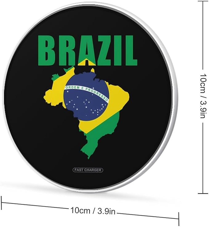 Brazil Brazilian Map Flag Fast Portable Charger 10W Funny Graphic Phone Charging Pad with USB Cable