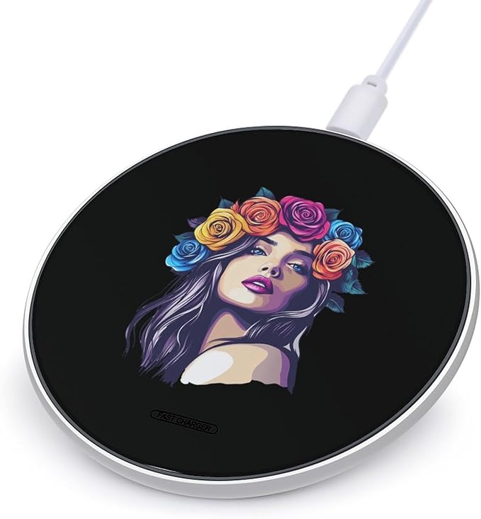 Women and Rose Wireless Charger Anti-Slip Wireless Charging Pad Slim Charger Mat for Men Women