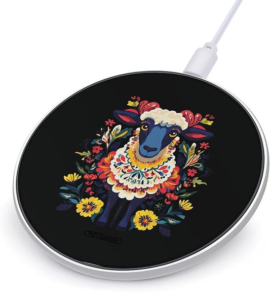 Farmhouse Sheep &amp Goat Wireless Charger Anti-Slip Wireless Charging Pad Slim Charger Mat for Men Women