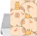 JOYLAND Cute Capybara Pattern Case Compatible with iPad mini 7th(A17 Pro) 2024 / Mini 6th Generation 8.3 2021Pencil Holder &amp Clear Transparent Back &amp Trifold Smart Pad White Cover Scratchpro