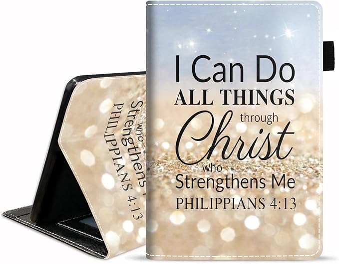 Case for All-New Kindle Fire HD 10/Fire HD 10 Plus Tablet 10.1 inch (11th Generation 2021 Released) - Bible Verse Philippians 4-13 Design Slim PU Leather Cover with Auto Sleep Wake