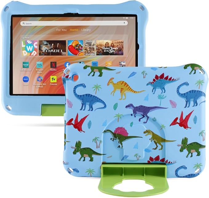 Dinosaur Kindle Fire HD 8 Tablet Case for Kids Boy GirlFire HD 8 2024 Light EVA Foam Shockproof Kids Case with Stand Handle Kid-Proof for Fire HD 8 10th 12th Gen 2020 2022 Kid (New KL)