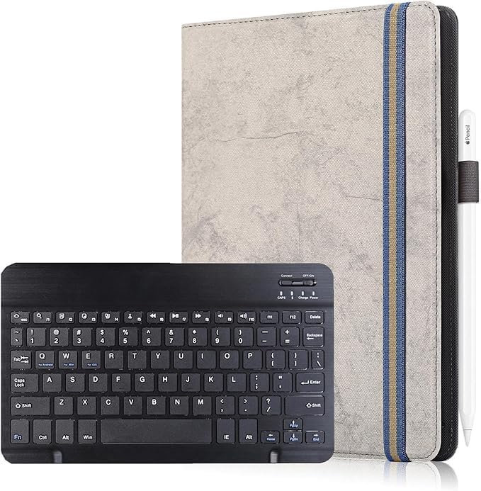 Neezee for 10.1” Tabtrust T10B-B/DEERTiME E6 Tablet Case with Keyboard – Universal Slim 2-in-1 Protective Folio Cover (Grey Tabtrust T10B-B/DEERTiME E6)