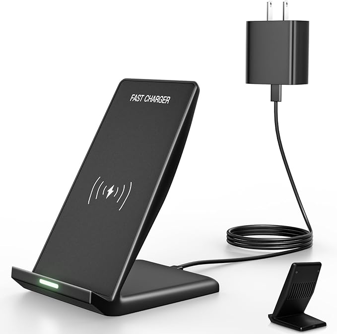 Wireless Charger Stand 15W Fast Phone Wireless Charging Stand Station with 20W USB C Brick for Samsung W26/S25 Ultra/S24+/S23/S22+/S21 iPhone Air/17 Pro Max/16/15/14/13/12 with Sleep-Friendly Light