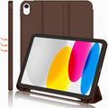 iMieet iPad (A16) Case 11th Gen/iPad 10th Generation Case [11-Inch 2025/10.9 Inch 2022] with Pencil Holder Trifold Stand Smart Cover with Soft TPU BackAuto Wake/Sleep(Chocolate)