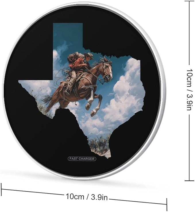 Texas Map Jockey Fast Portable Charger 10W Funny Graphic Phone Charging Pad with USB Cable